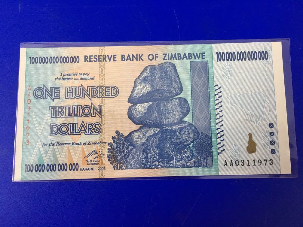 Zimbabwe 100 Trillion Dollars Unc Note Zimbabwe 100 Trillion Dollars Unc Note