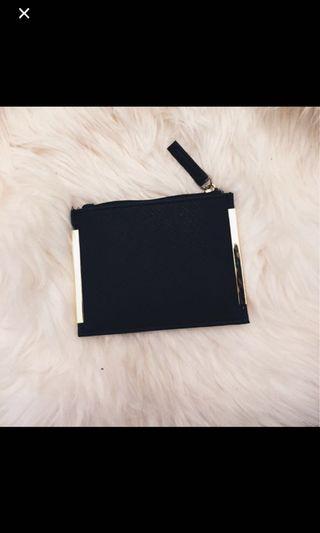 Black leather card holder
