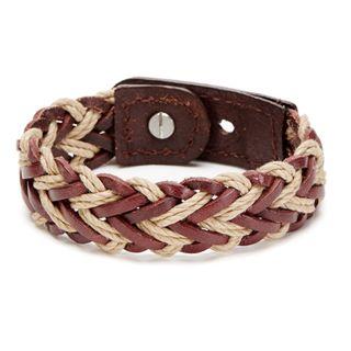 Shore Leave Leather and Natural Braided Bracelet