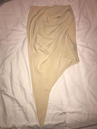 nude asymmetrical skirt