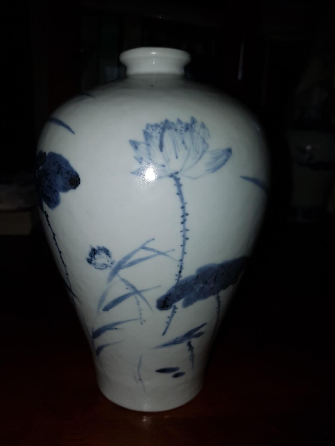 2106 古美術 大清雍正年製銘 天藍釉 花鳥紋橄欖瓶 珍蔵