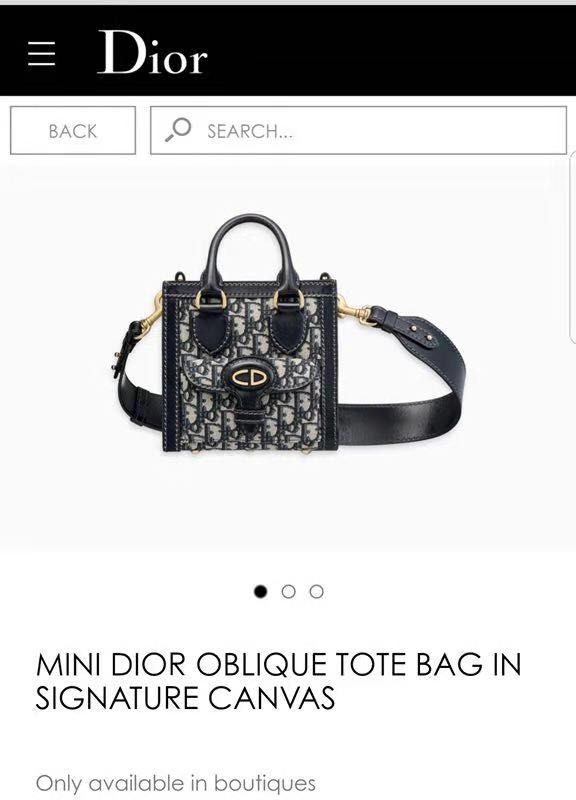 Authentic mini Dior oblique tote bag in signature canvas