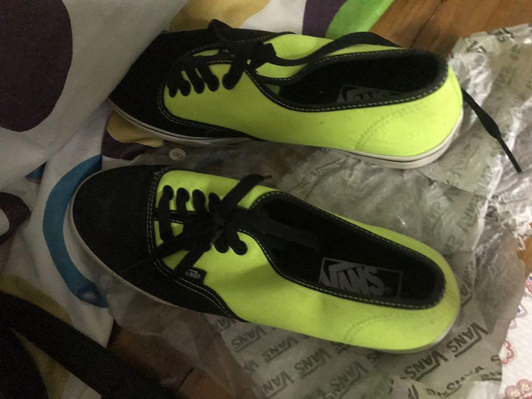 lime green and black vans