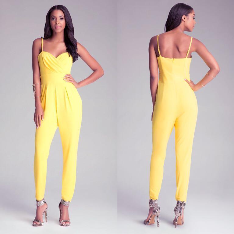 yellow fitted jumpsuit