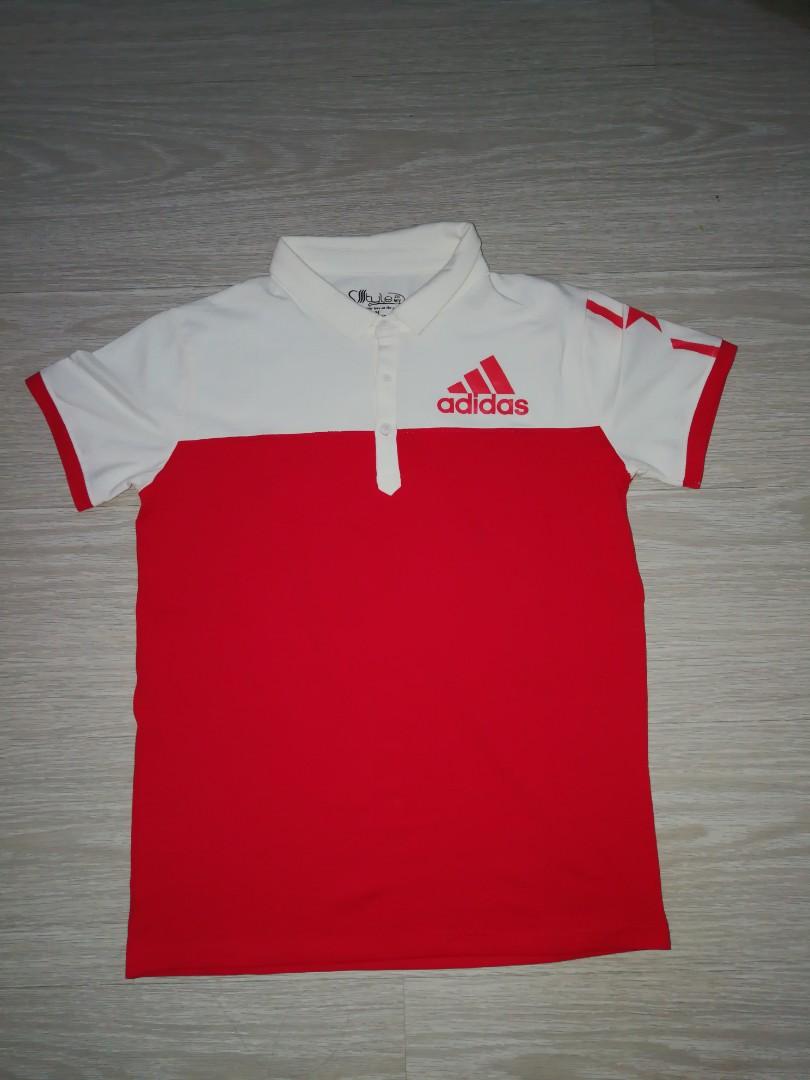 adidas white and red t shirt