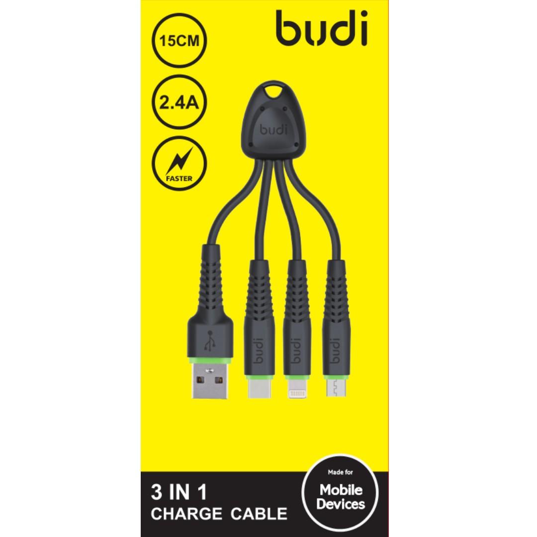 Brand New Budi 15cm Power Bank 3 In 1 Charging Cable Mobile Phones Tablets Mobile Tablet Accessories Mobile Accessories On Carousell