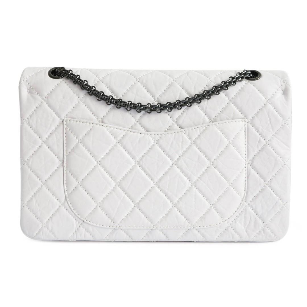 Chanel 2.55 Reissue Double Flap 227 Blanc fonce/ Dark white Marble Aged  Calfskin with Gold Hardware #KELC-33 – Luxuy Vintage