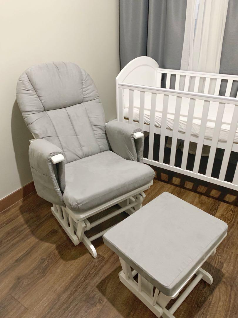 gliding nursing chair with footstool