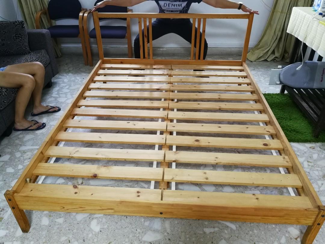 IKEA King sized bed frame with mattress, Furniture & Home Living, Furniture, Bed Frames