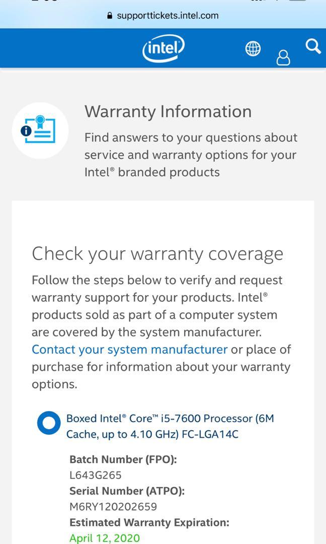 Intel Core i5-7600 Processor Kabylake 7th gen i7 i3 (Category: Computer Parts) located in Mandaluyong City. Submitted by l2ayne (Listing ID 238048060, Image 2). Description: Intel Core i5-7600 Processor 6M Cache, up to 4.10 GHz KabyLake 7th Gen 1151 Socket Price 7k only With Distro warranty Complete with box and hsf Fixed price last price posted no swap Tpc id l2ayne Accept shipping thru LBC Grab express delivery Buyer will shoulder shipping fee 