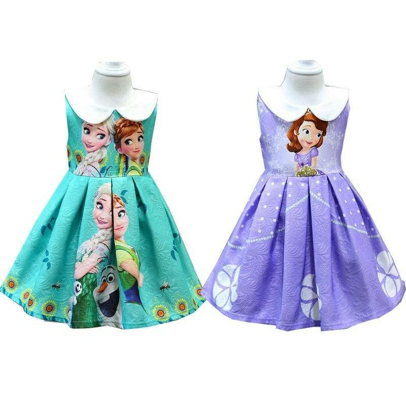 Kid Girls Princess Dress Frozen Sofia Elsa Anna Vest Dress