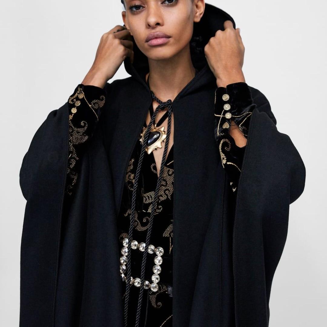 zara long hooded cape
