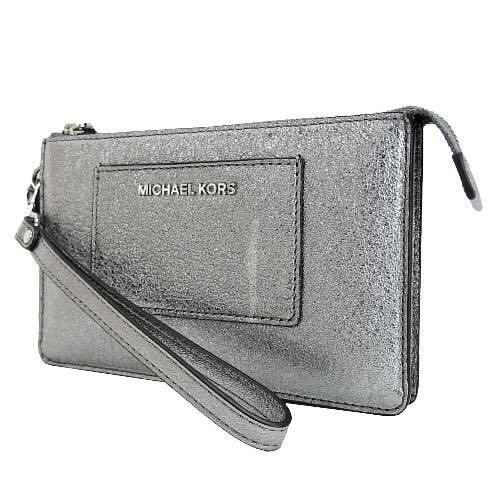 michael kors silver metallic wallet