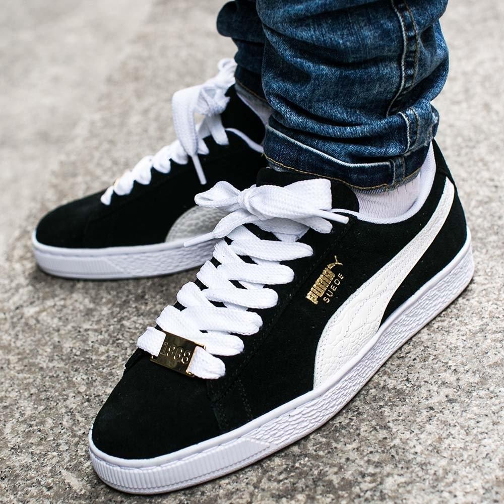 black and white puma suede outfit