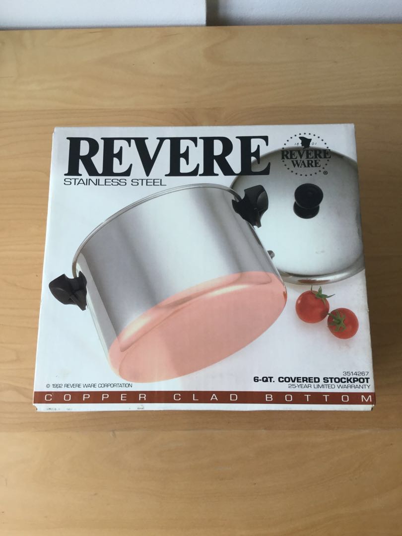 Revere Copper Clad Bottom Stainless Steel Stockpot, Furniture & Home ...