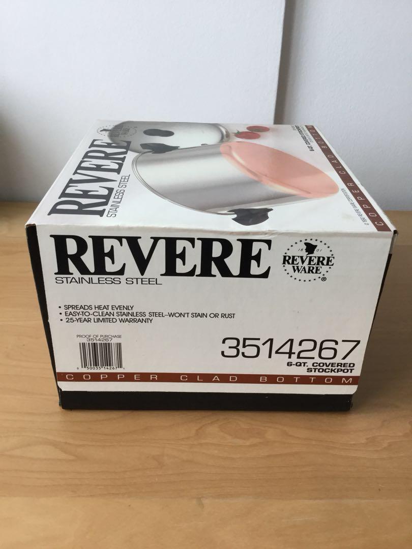Revere Copper Clad Bottom Stainless Steel Stockpot, Furniture & Home ...