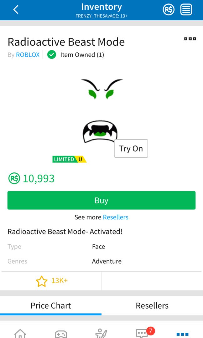 New Radioactive Beast Mode Face Roblox