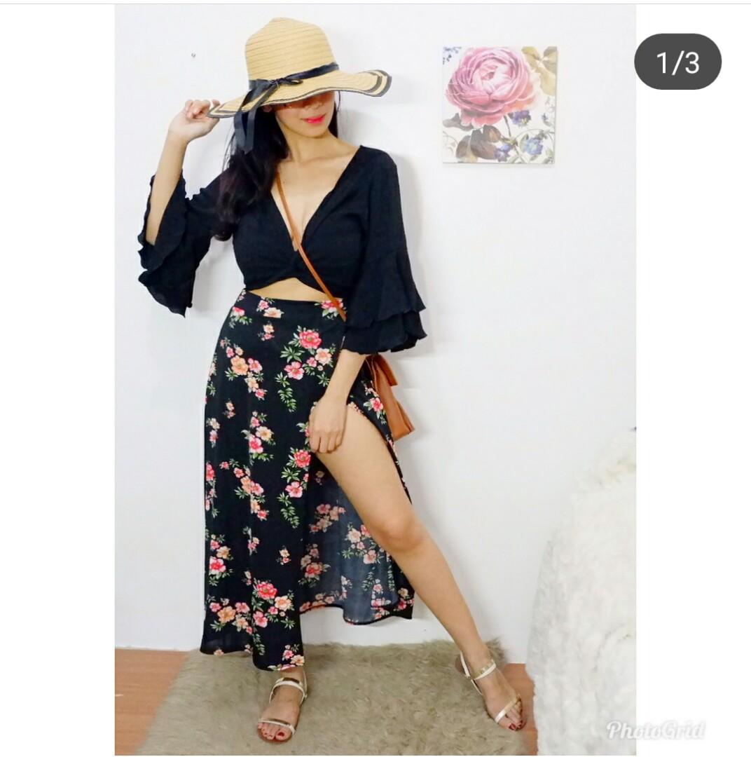 summer crop top and skirt set