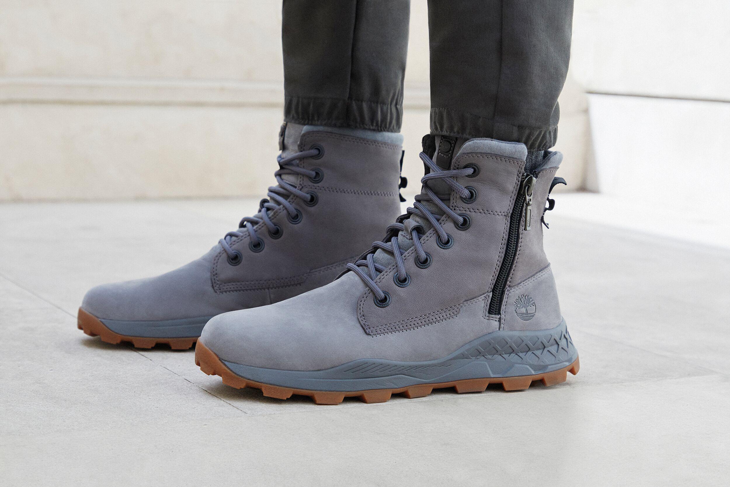 timberland brooklyn side zip boots in grey