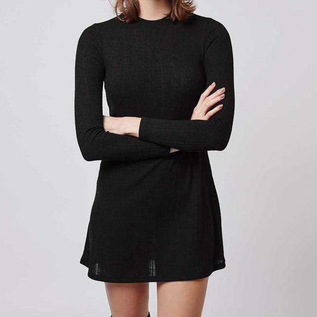 turtleneck long sleeve black dress