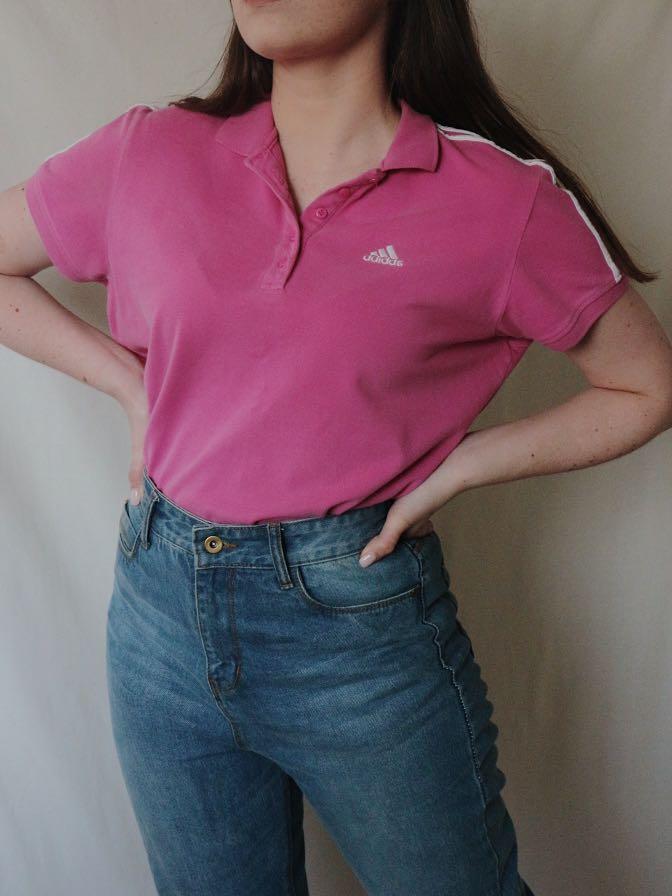 adidas pink polo shirt