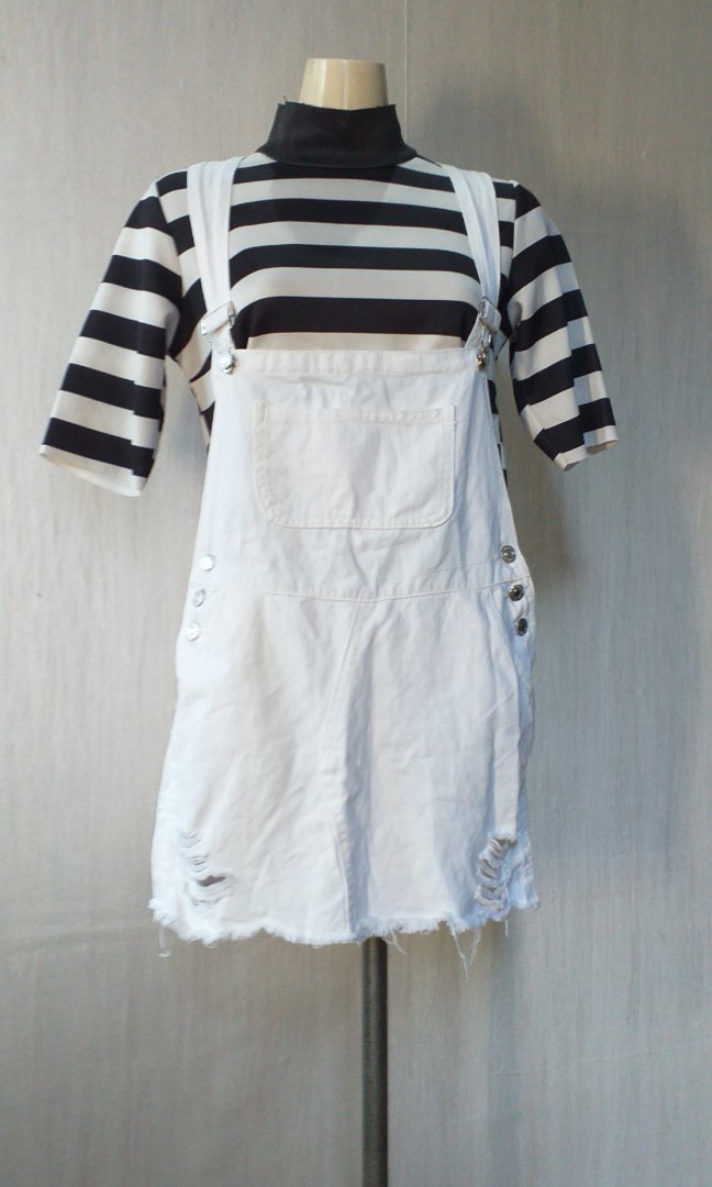 white jean jumper dress