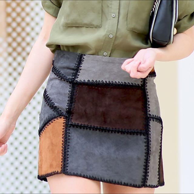 zara patchwork mini skirt
