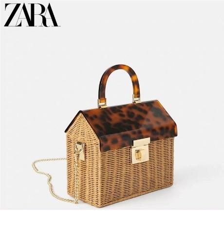 Zara Rattan Woven Straw Bag, Women's 