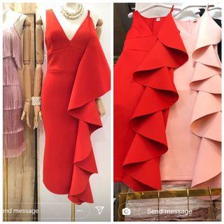 Dress layer truffle red ( super elit) jatuh di bodi bagus yah