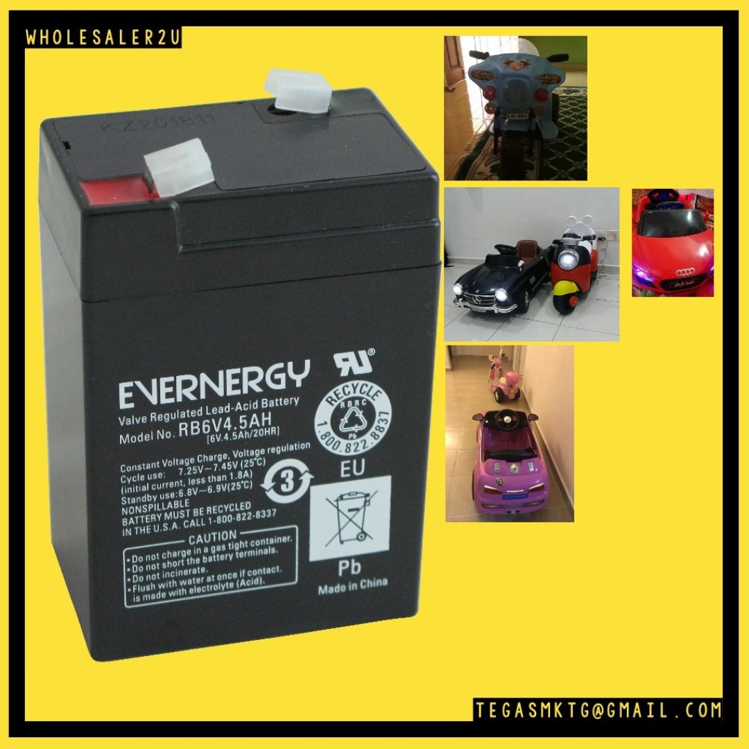 6V 4.5Ah Rechargeable Sealed Lead Acid Battery, Hobbies & Toys, Toys ...
