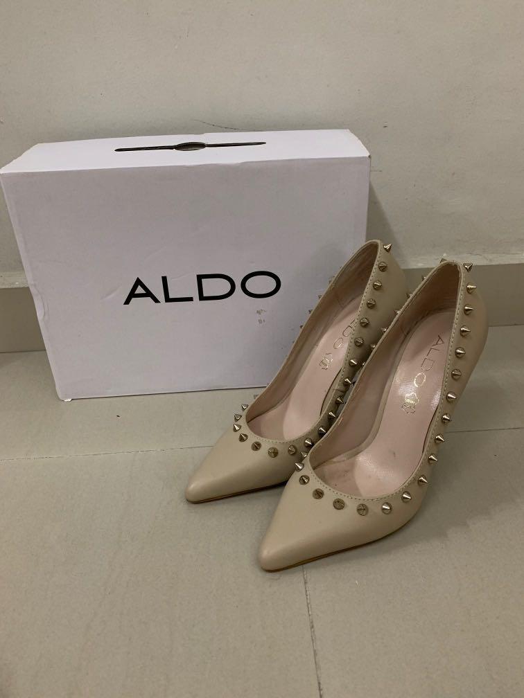 nude studded shoes
