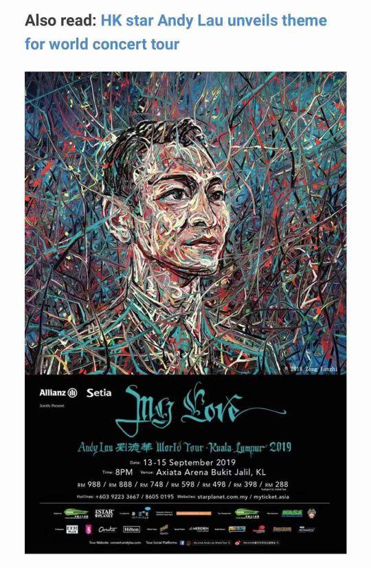 Andy Lau 2019 Concert Ticket Vvip Couple Tickets Vouchers Event Tickets On Carousell