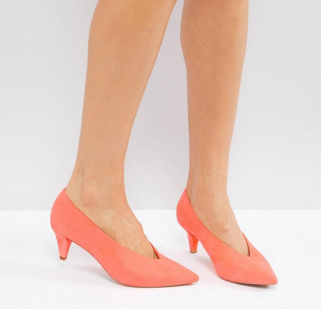 bright coral heels
