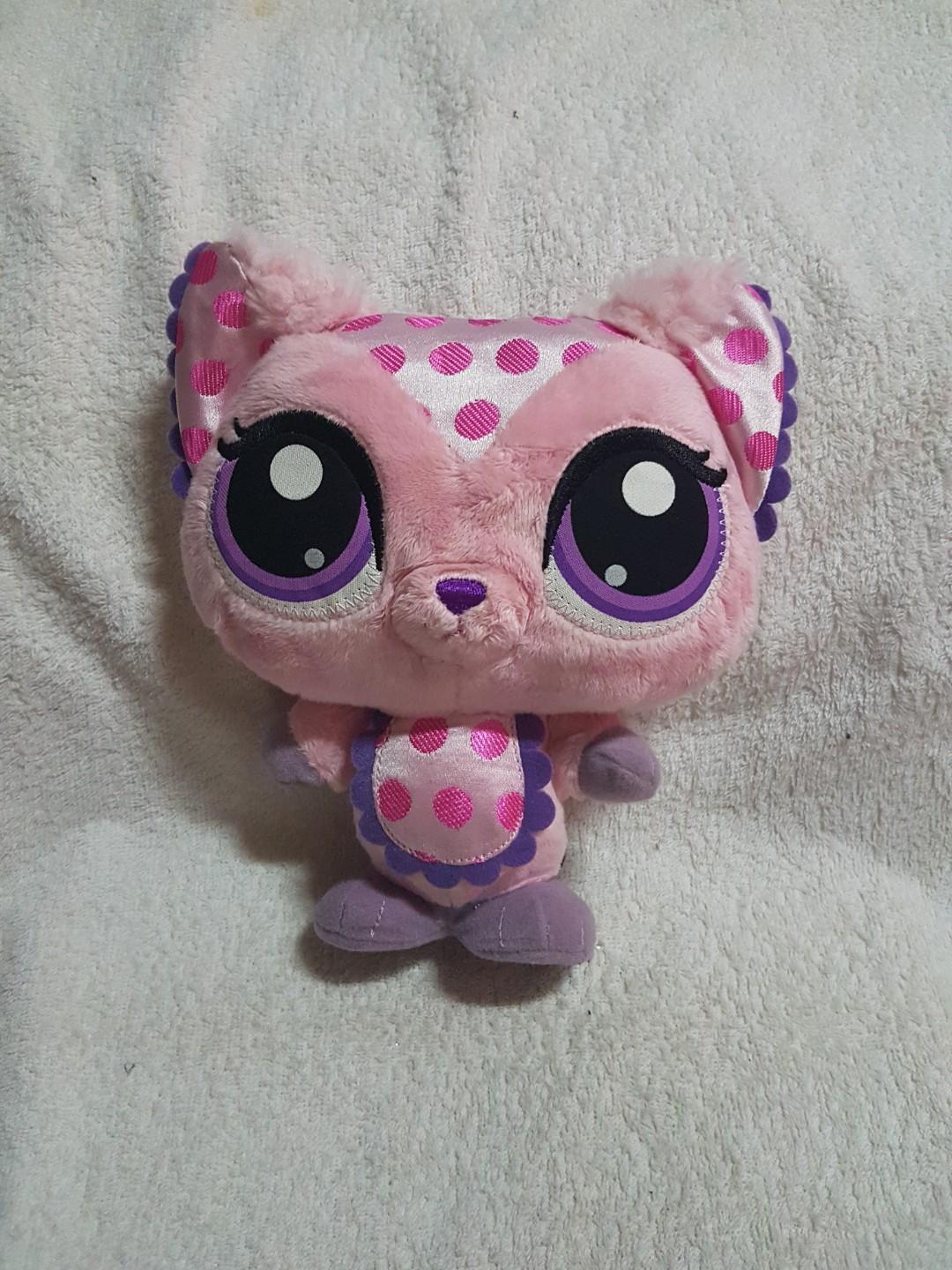 Authentic Hasbro Littlest Pet Shop Lps Plush Toy Pink Polka