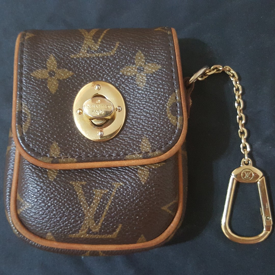 Authentic LOUIS VUITTON LV Monogram Tulum Pochette Key Cles Canvas Turn Lock Flap Key Pouch Bag ...