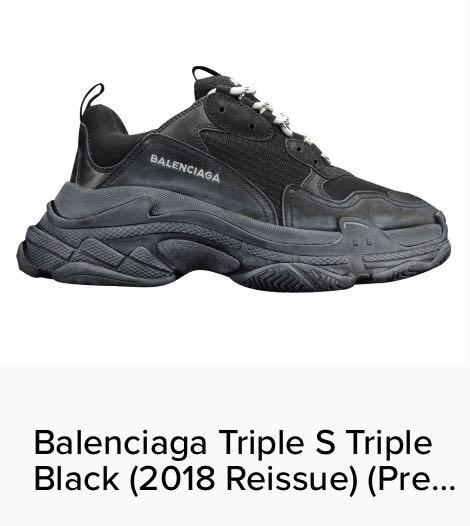 Balenciaga Triple S Triple Black Pre Distressed Men S Fashion