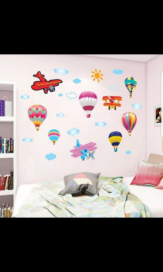 Hot Air Balloon Helicopter Wall Stickers Baby Room