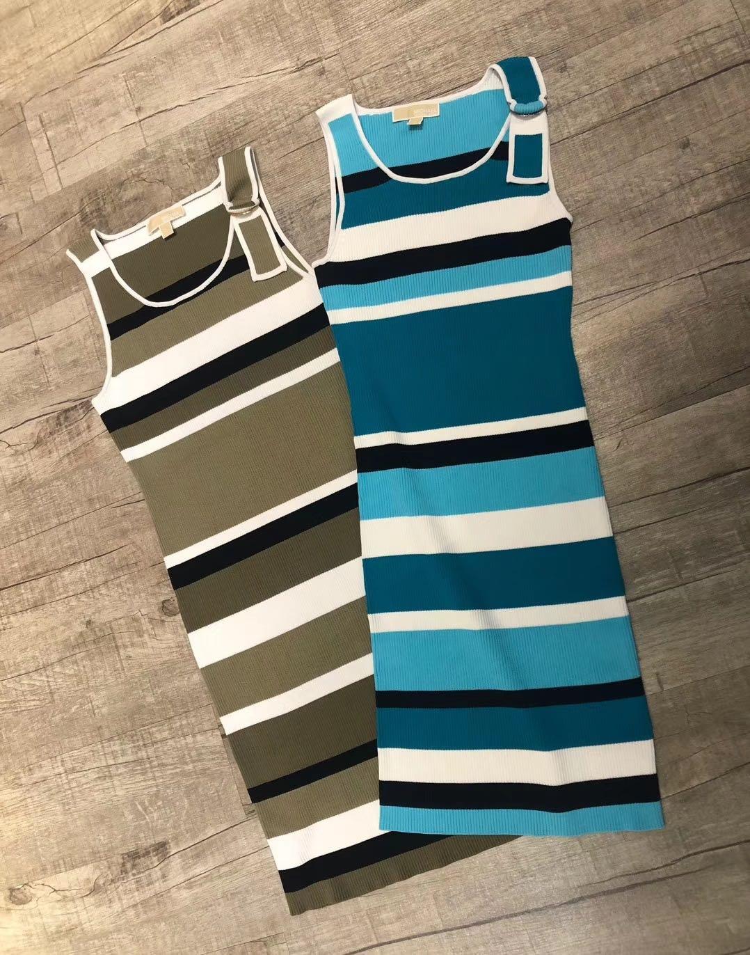 michael kors blue striped dress