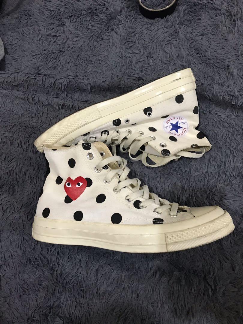 cdg converse white polka dot