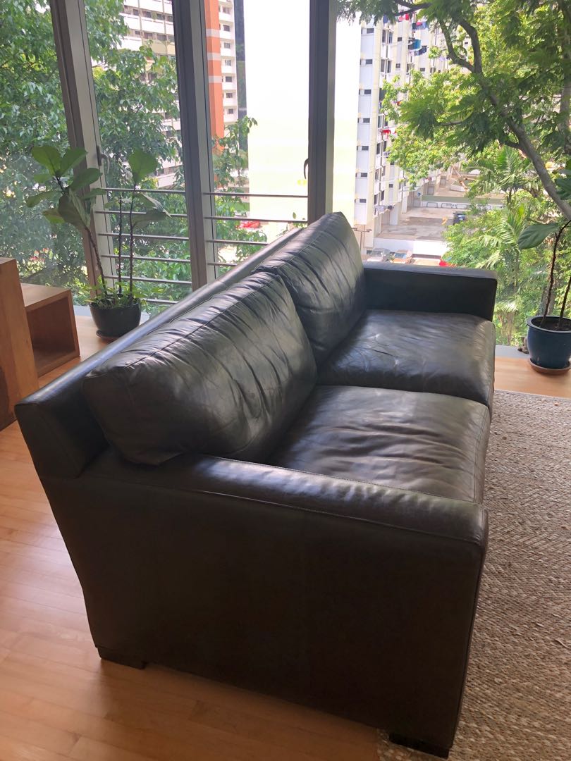 Crate and barrel axis leather discount sofa