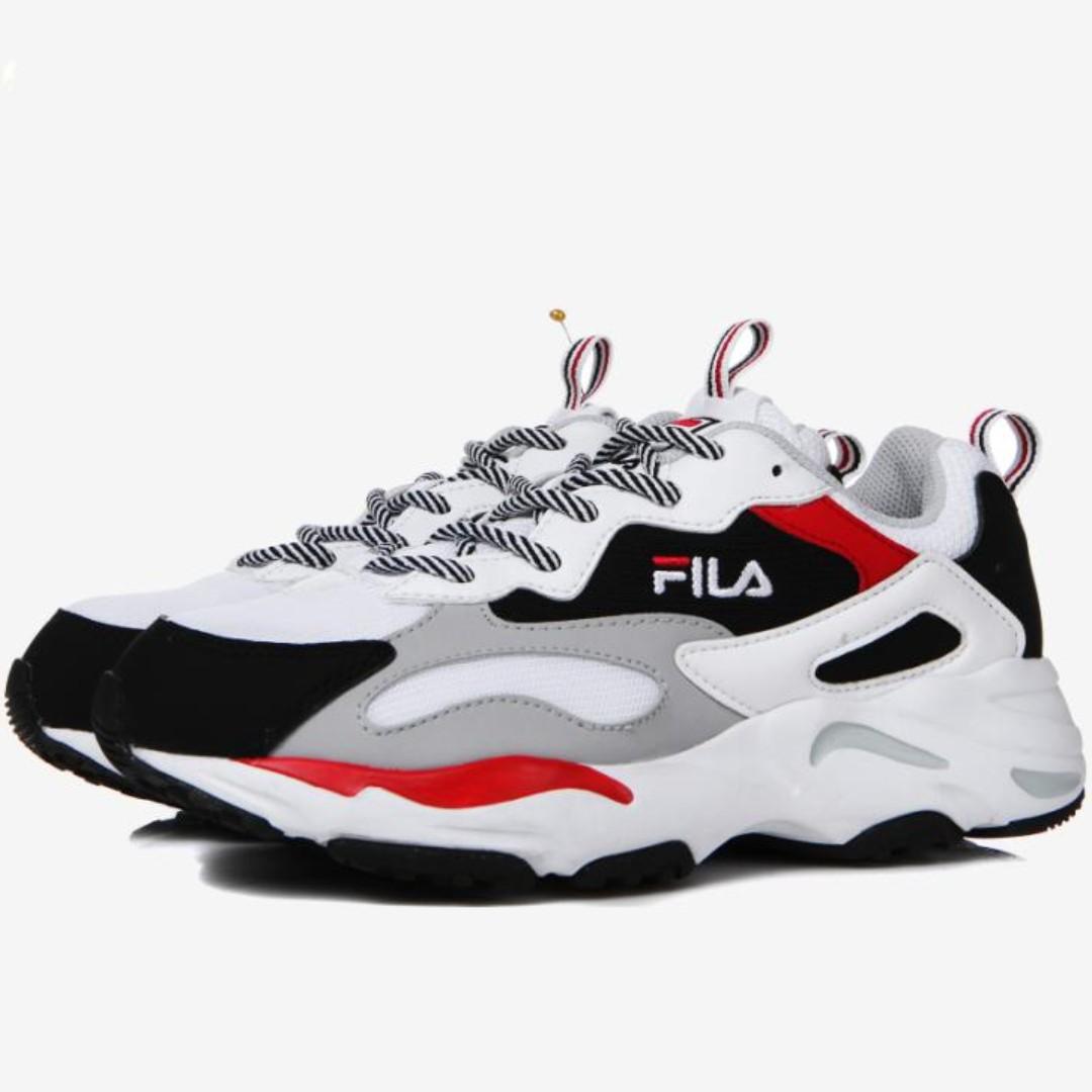 black and red fila shoes