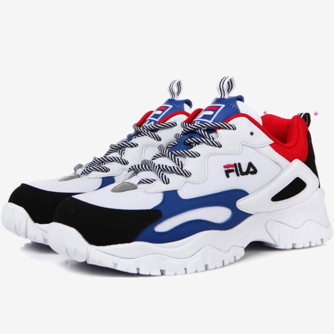 red and blue fila shoes