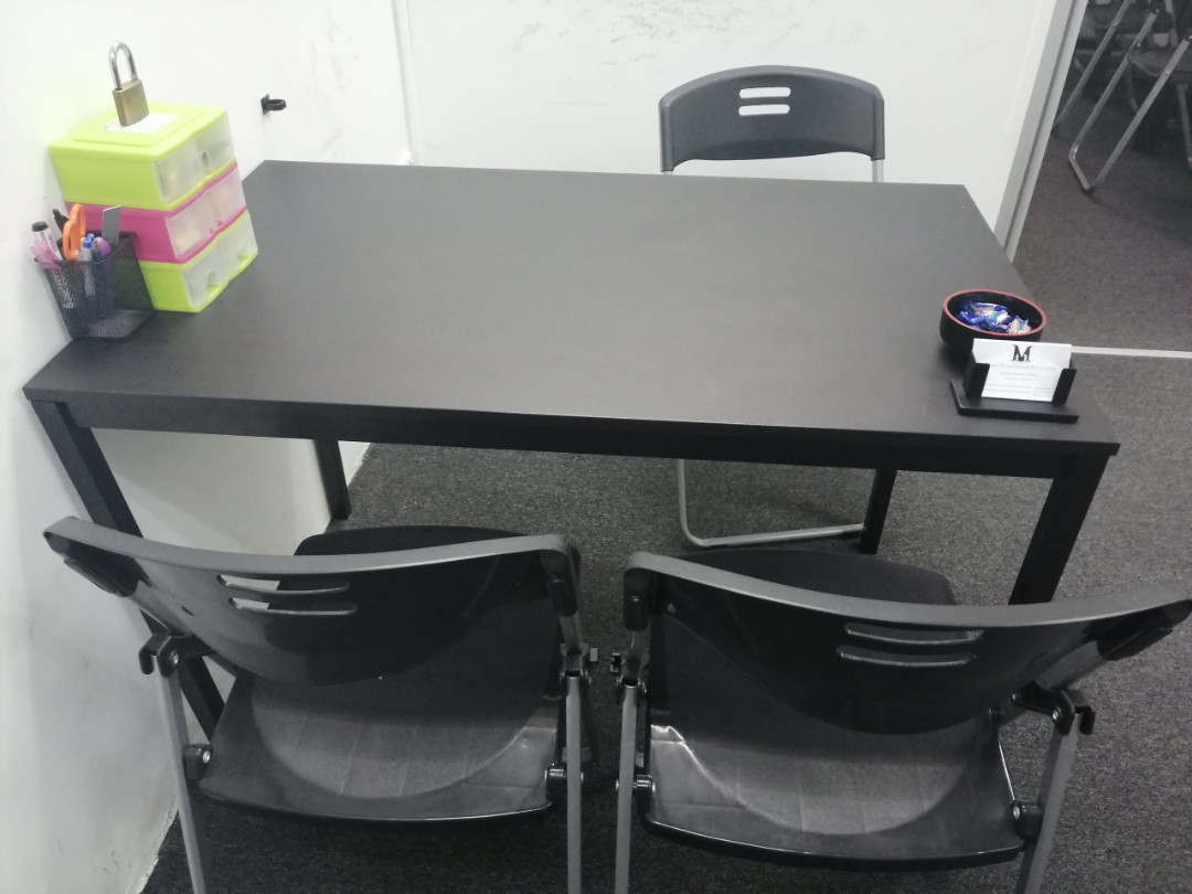 IKEA black table, Furniture, Tables & Chairs on Carousell