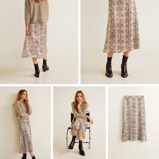mango snake print midi skirt