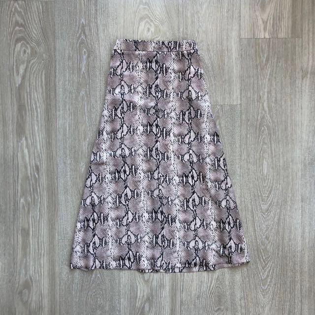 mango snake print midi skirt