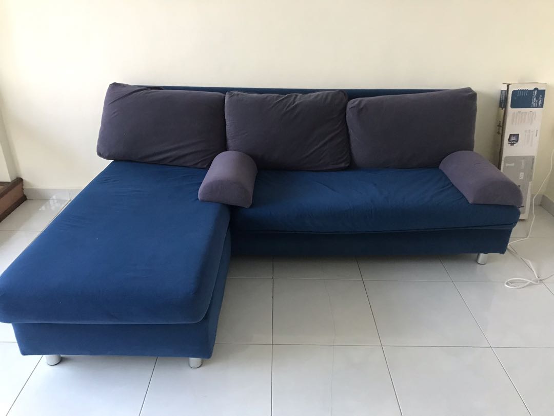 Moving Out L Shaped Blue Sofa Fast Deal 50