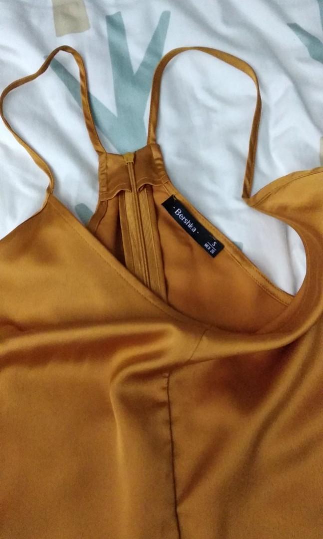 NEW Bershka Gold Strappy Wide Leg Jumpsuit Women s Fashion