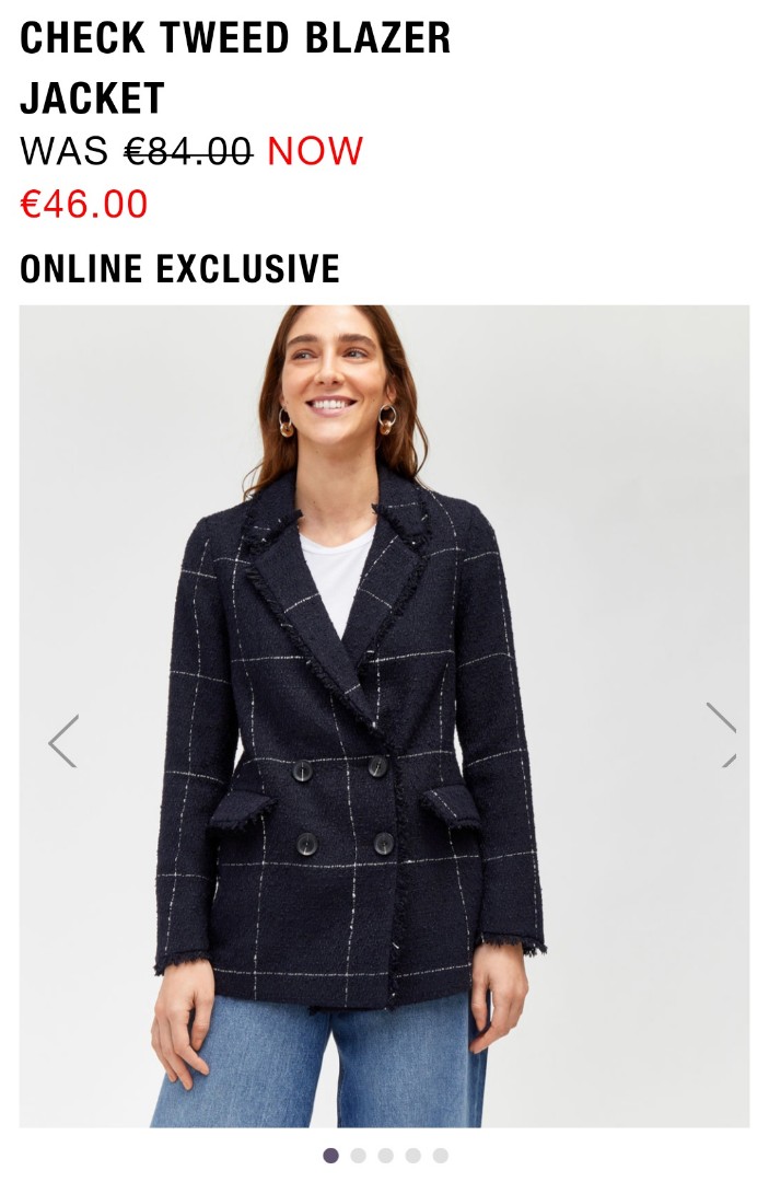 New WAREHOUSE Navy Tweed Jacket UK12 Women s Fashion