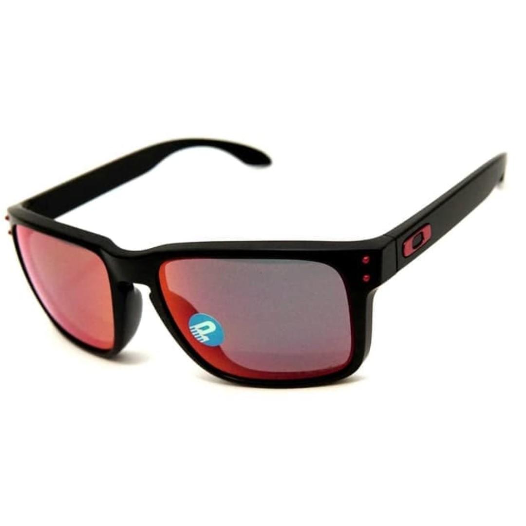 NEW* Oakley HOLBROOK Matte Black Positive Red Iridium w Case Sunglass  oo9102-36