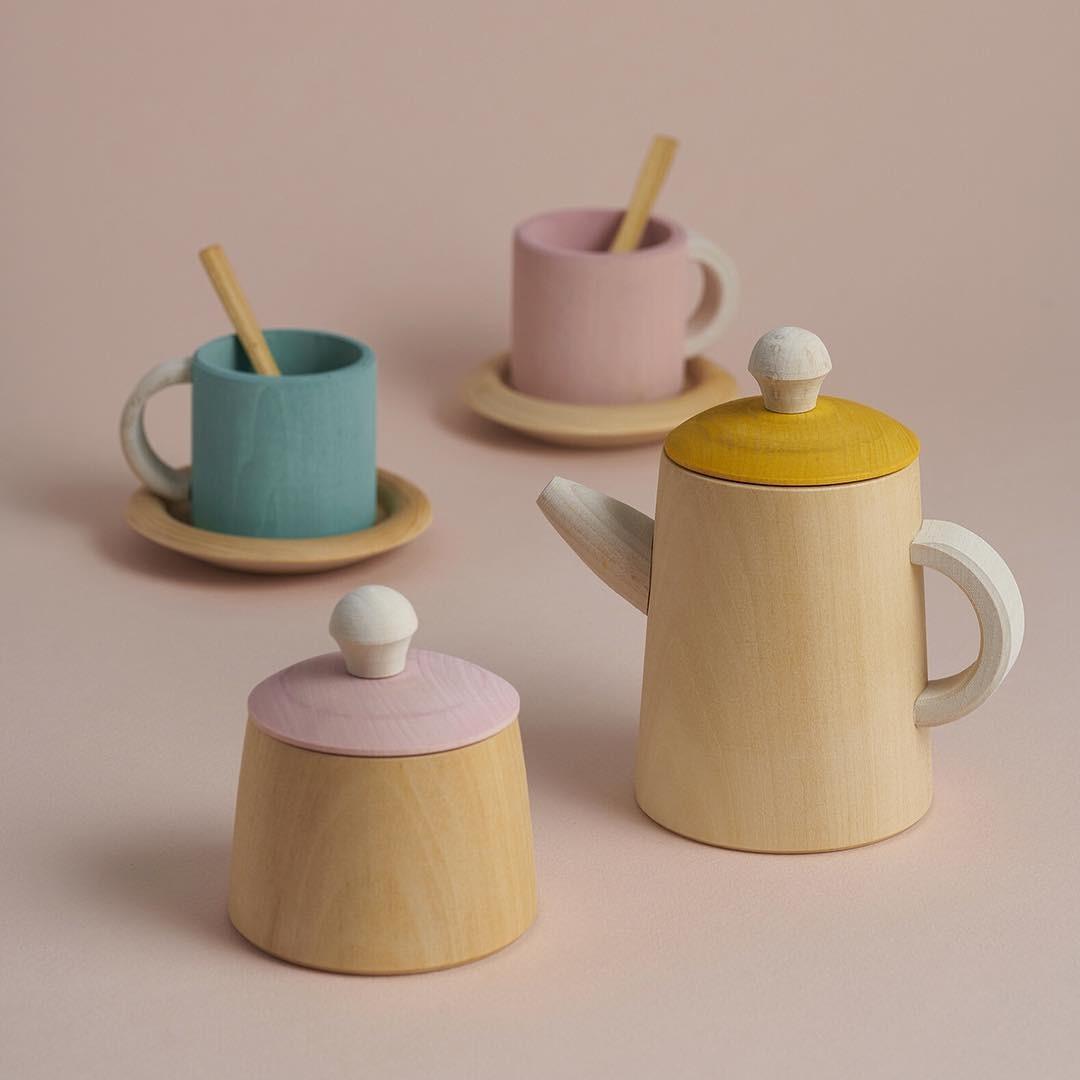 wooden play kettle